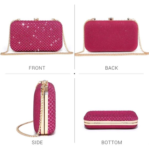 Sparkling Evening Bag with Crystal Clasp for Formal Prom Party Wedding for women - Picture 3 of 6